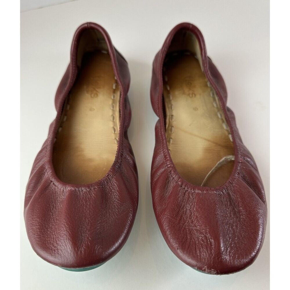 Tieks Burgundy Red Ballet Flats Maroon Leather Slip On Shoes Women's Size 9 - Picture 2 of 15